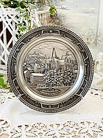 Німецька олов'яна настінна тарілка Marburgb/Lahn, харчове олово, Німеччина, 23 см, 1996 рік, WMF