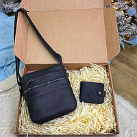Подарунковий набір Luxury Box 7 зі шкіри: чоловіча сумка + гаманець