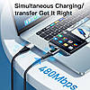 Кабель зарядний Essager USB-A to Type-C LED Digital Display Fast Charging 2 м Blue (ES-XCT-YDA03), фото 3