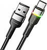 Кабель зарядний Essager USB-A to Type-C Colorful LED 3 A 1 м Black (EXCT-XCD01), фото 3