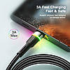 Кабель зарядний Essager USB-A to Type-C Colorful LED 3 A 1 м Black (EXCT-XCD01), фото 5
