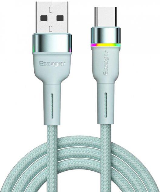Кабель зарядний Essager USB-A to Type-C Colorful LED 3 A 1 м Blue (EXCT-XCD03)