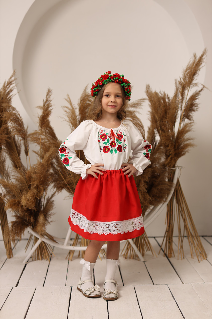 Спідничка для дівчинки Полонина червона, фото 1