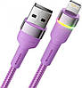 Кабель зарядный Essager USB - Lightning Colorful LED 2.4A USB Cable Fast Charging 2 м Purple (EXCL-XCDA05), фото 3