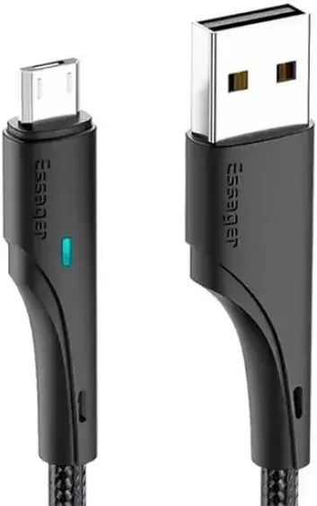 Кабель зарядный Essager USB-A to Micro USB 12W 2.4A 2 м Black (EXCM-LSA01)