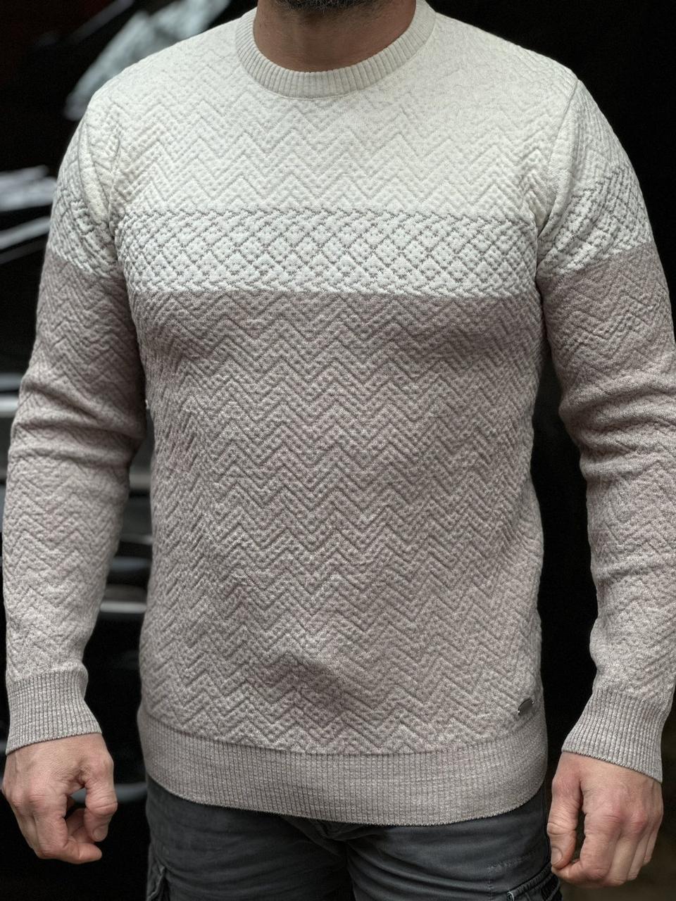 Светр Vicente чоловічий теплий, L, Сірий XL, 50, Бежевий