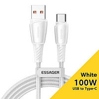 Кабель зарядный Essager USB-A to Type-C Rainbow Colourful 100W Fast Charging 1 м White (EXCT1-CH02)