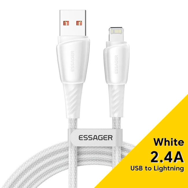 Кабель зарядний Essager USB-A to Lightning Rainbow Colourful 100 W Fast Charging 2 м White (EXCL-CHA02)