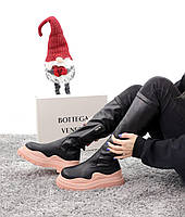 Женские зимние ботинки Bottega Veneta (черные) высокие повседневные теплые ботинки 13052 Боттега Венета