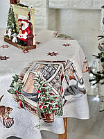 Скатерть новогодняя гобеленовая овальная котята Limaso Лимасо тканевая на овальный стол SURI OVAL 160*280 см