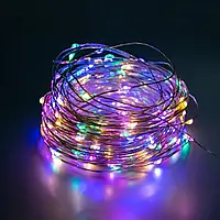 Новогодняя гирлянда роса на батарейках с USB 200 LED 20 м, мультицветная