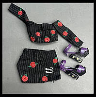 Одежда для кукол Рейнбоу Хай Rainbow High Черный с розочками и босоножками