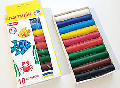 Пластилін дитячий 10 кольорів / ТМ Гамма / серія "Малята" / 100г