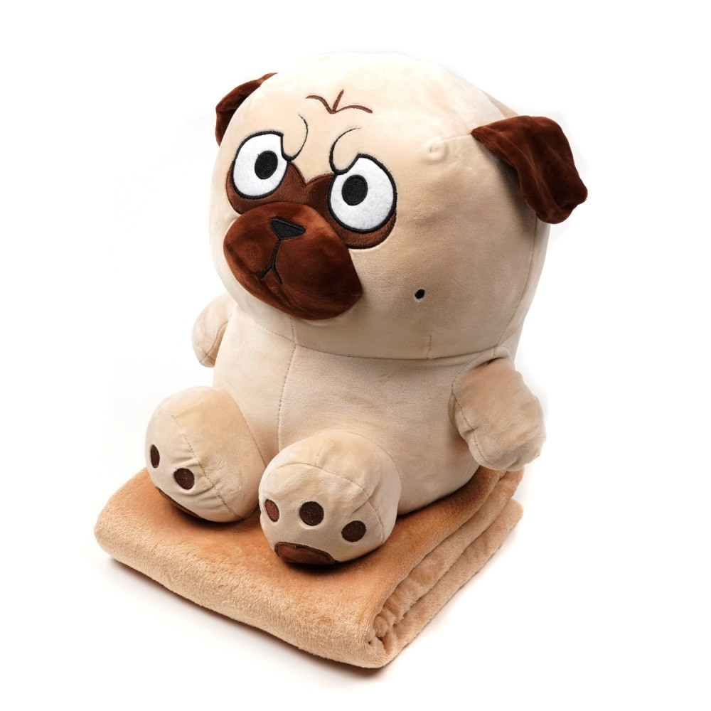 Плед-подушка игрушка 3в1 Мопс (38см), фото 1