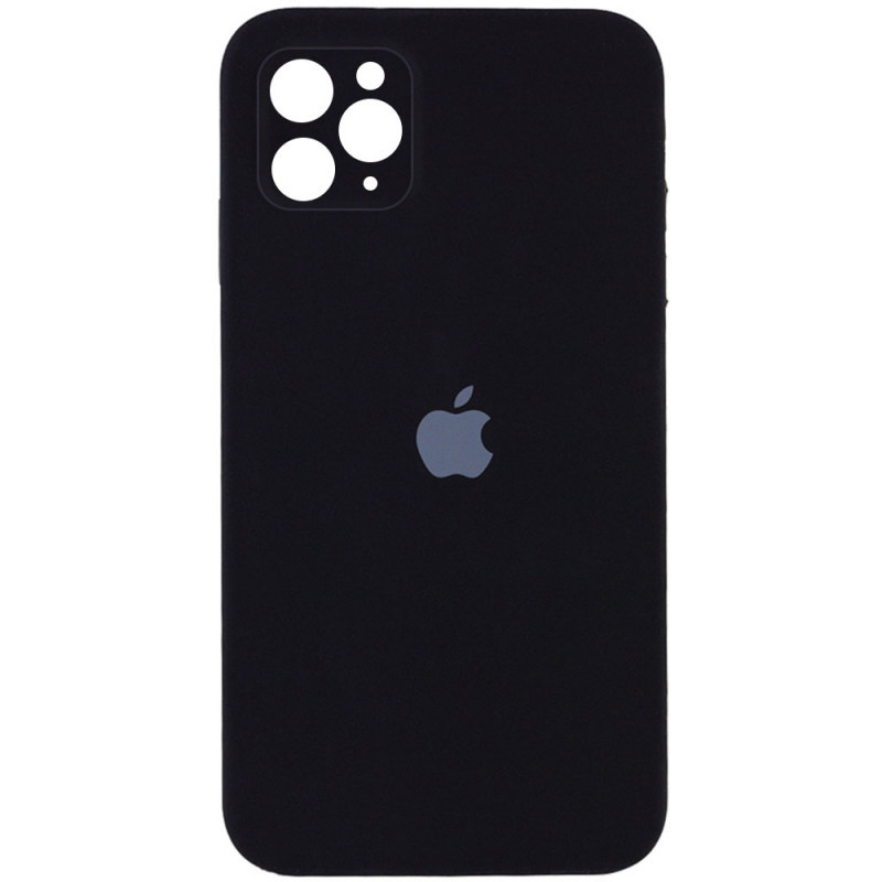 Чохол Silicone Case Square Full Camera Protective (AA) для Apple iPhone 11 Pro Max (6.5") | Мікрофібра Чорний / Black