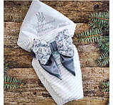 Плюшевий конверт-одеяло на виписку "Минки", конверт на виписку со сьемним синтепоном, фото 2