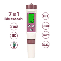 Прибор 7 в 1 для измерения качества воды PH,TDS,TEMP,EC, SG,ORP, соленость c LCD дисплеем BLE-С600 c Bluetooth