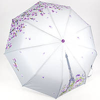 Зонт полуавтомат складной женский Toprain с 9 спицами и чехлом, Антишторм, Серый