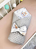 Плюшевий конверт-одеяло на виписку "Минки", конверт на виписку со сьемним синтепоном, фото 9