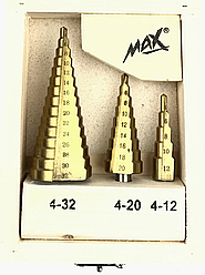 Набір ступінчастих свердел MAX від 4 до 32 мм