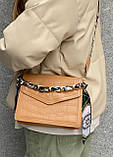 Жіноча сумка крос-боді 00778 на широкому ремінці бежева, фото 3