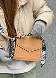 Жіноча сумка крос-боді 00778 на широкому ремінці бежева, фото 5