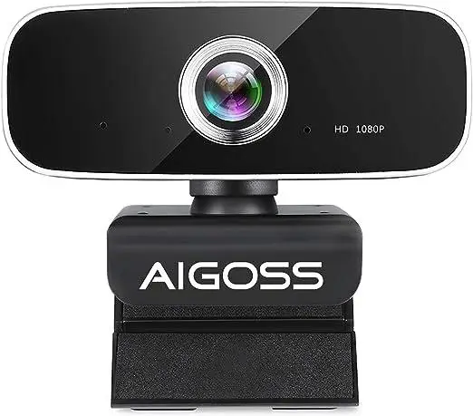 Вебкамера Aigoss Full HD 1080P зі стереомікрофоном USB 2.0 для панорамних відеодзвінків і запису
