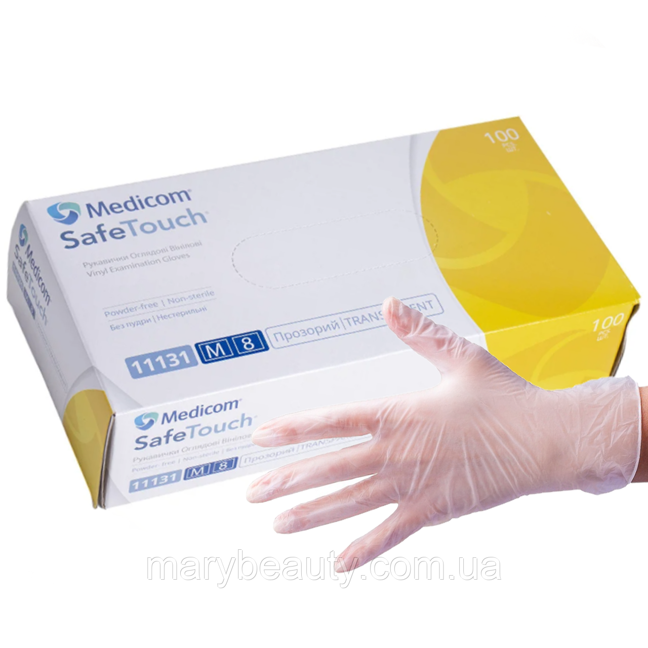 Рукавички вінілові Medicom, розмір S, 100 шт, фото 1