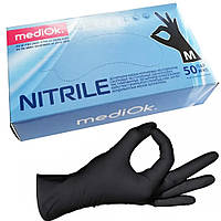 Рукавички нітрилові чорного кольору MediOK розмір M, 100шт.