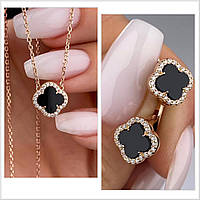 Комплект срібний позолота сережки і кольє