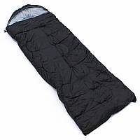 Спальный мешок одеяло с капюшоном -10 E-Tac черный Спальник на холофайбере черный 180х 70 см