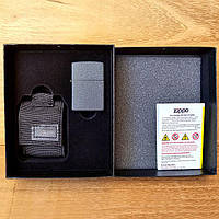 Подарочный набор Zippo 49402, комплект Zippo: Зажигалка 236 Black Crackle + тактический чехол (7065)