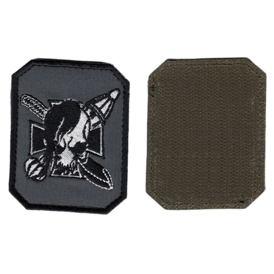 Шеврон ЗСУ, військовий / армійський, Мінометник,  сірий, на липучці, 6  см * 7,5 см, фото 1