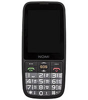 Новий кнопочний телефон бабушкофон Nomi i281+ Black чорного кольору