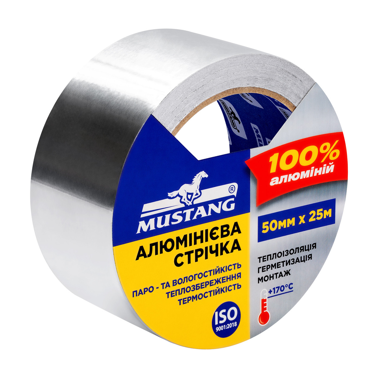 Скотч алюмінієвий Mustang 50 мм x 25 м (ALT5025)