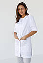 Жіночий медичний халат на кнопках з великими кишенями без коміра, фото 2