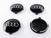 Колпачки заглушки в литые диски Audi Ауди 60 мм 57мм Черный глянец 4B0601170 комплект