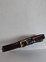 Ремень 02.031.060 узкий (1,5 х 109 см) коричневый лаковый с золотистой пряжкой