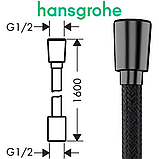 Душовий шланг hansgrohe Designflex 160 см чорний матовий хром Brushed Black Chrome 28260340, фото 2