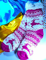 Женские утепленные носки тапочки с мехом и тормозами "Deer" фиолетовые размер 36-41