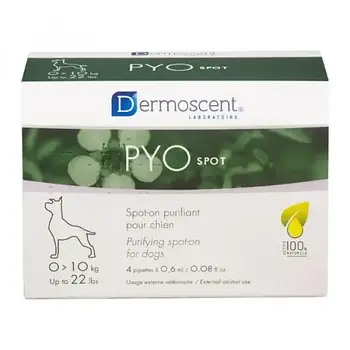 Антибактеріальні краплі на холку для собак до 10 кг Dermoscent PYOspot Spot 4 піпетки
