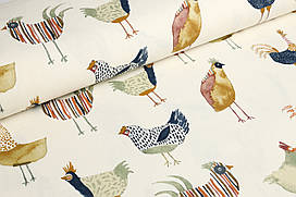 Декоративна тканина/ тефлонова панама Курочки