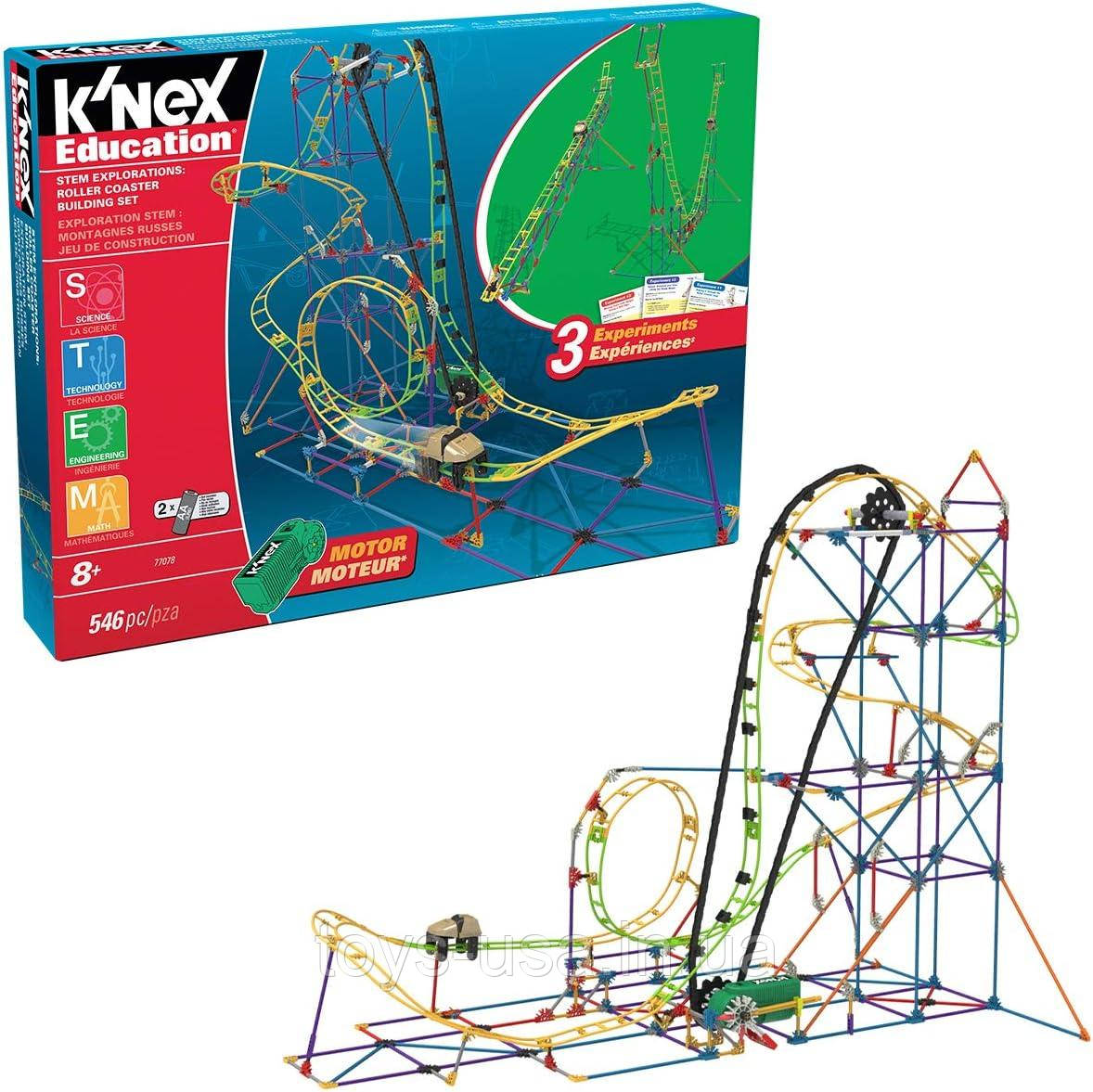 Розвиваючий конструктор Кнекс Наука СТЕМ K'NEX Education STEM Roller Coaster Building 546 деталей