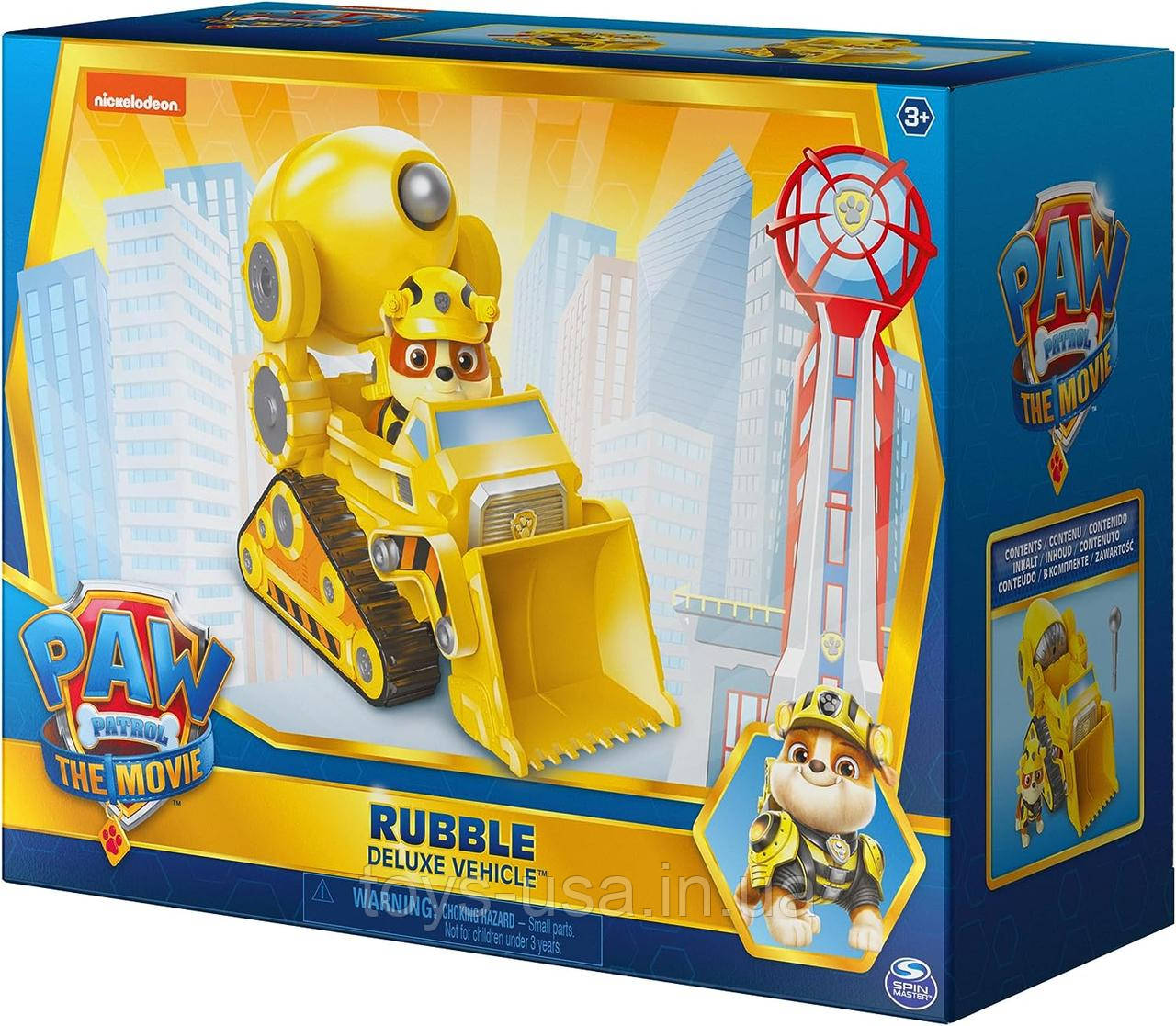 Щенячий Патруль цементовоз з фігуркою Здоровань Кріпиш Paw Patrol Rubble’s Deluxe Movie Transforming Toy Car