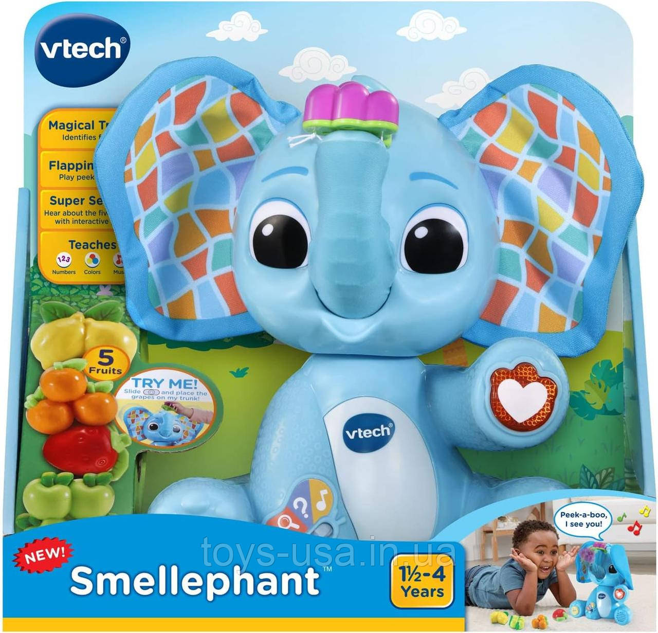Дитяча розвиваюча іграшка Музичний слоник сортер VTech Smellephant Peek-a-Boo, фото 1