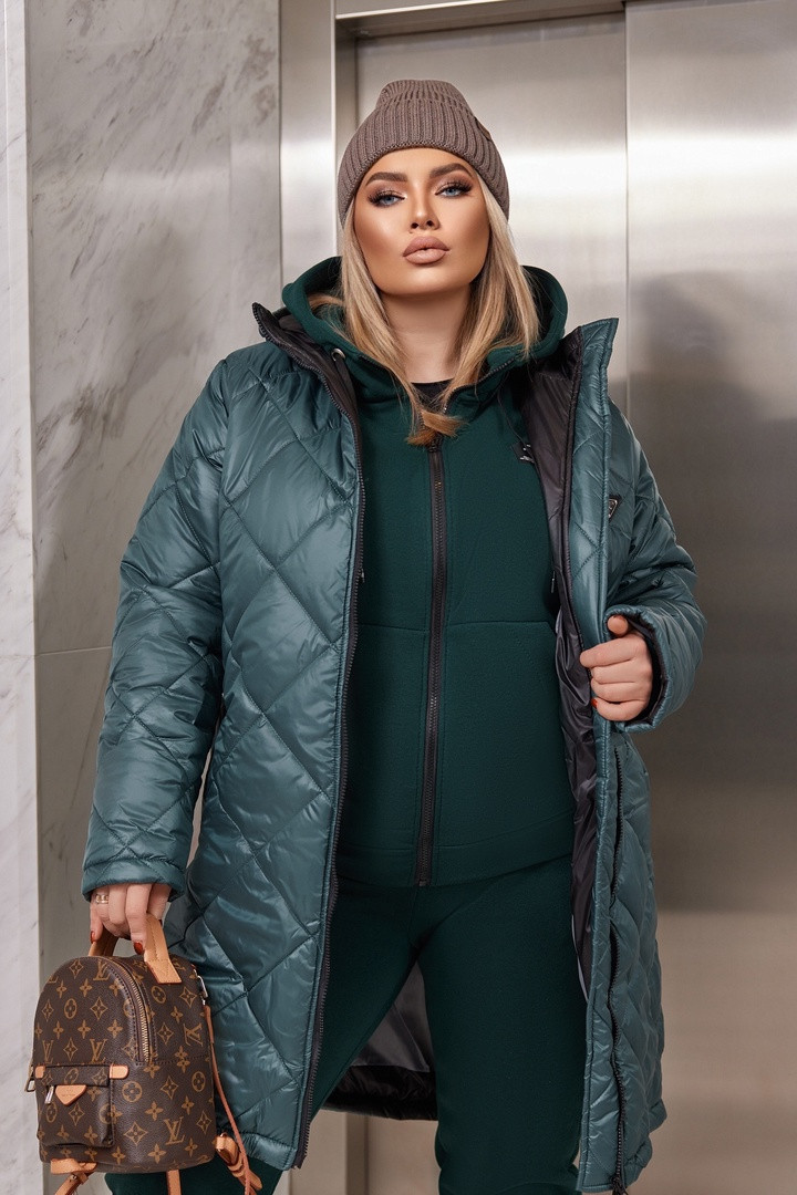 Куртка стеганное пальто Fashion на силиконе теплое современное 48-50 52-54 56-58