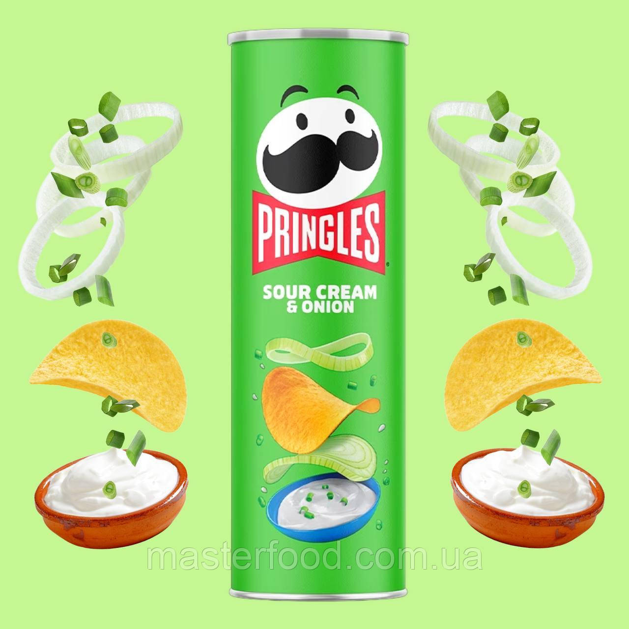 Чипси Pringles Sour Cream & Onion 165г. (Принглс Сметана та цибуля)
