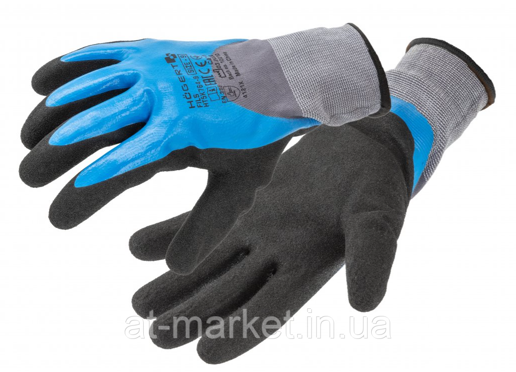 Рукавички робочі з покриттям із спіненого нітрилу FILS (9-10) HOEGERT HT5K764-9, фото 1