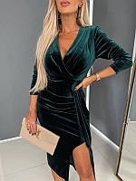 Женское аксамитовое платье длинное бордо/зелёное/черное, Мод.184нг