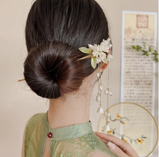 Металева китайська паличка для волосся шпилька для волосся заколка для волосся золотиста Конвалії з підвіскою